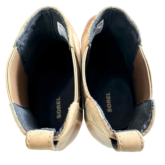 Sorel Leah Hidden Wedge Pull-On Tan Leather Ankle Booties Size 8 - Picture 12 of 16